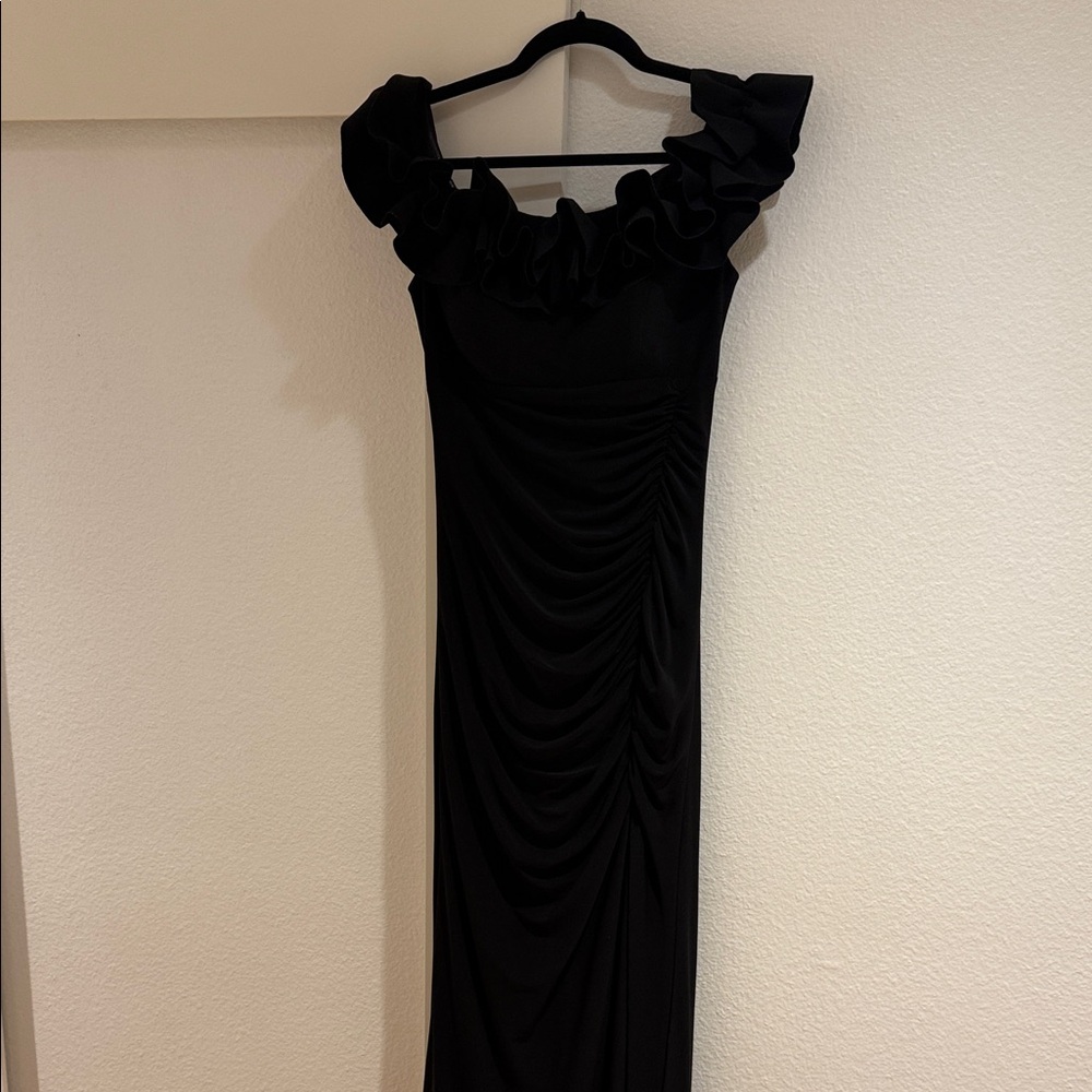 Xscape Black Strapless Ruffle Dress - Picture 3 of 10